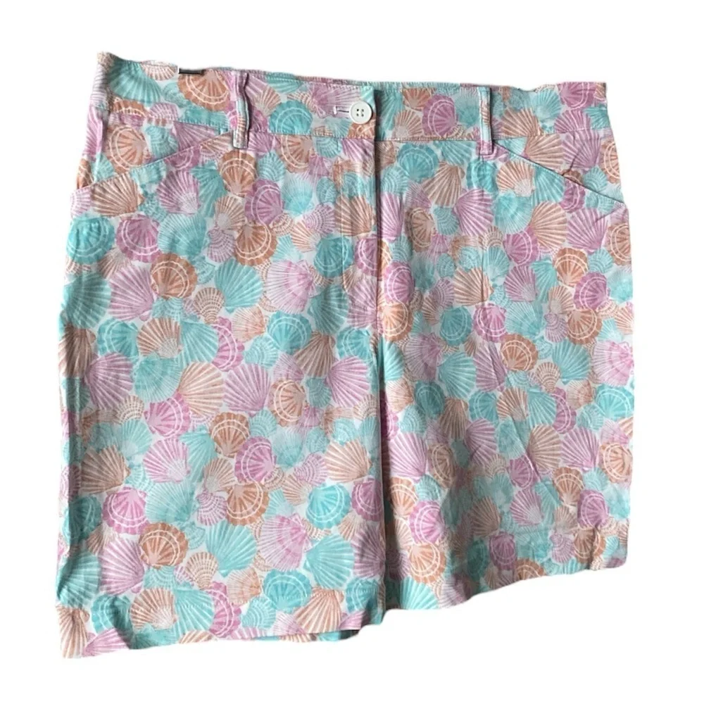 Talbots Cottagecore Cotton Stretch Seashell Print Chino Shorts Women’s Size 12